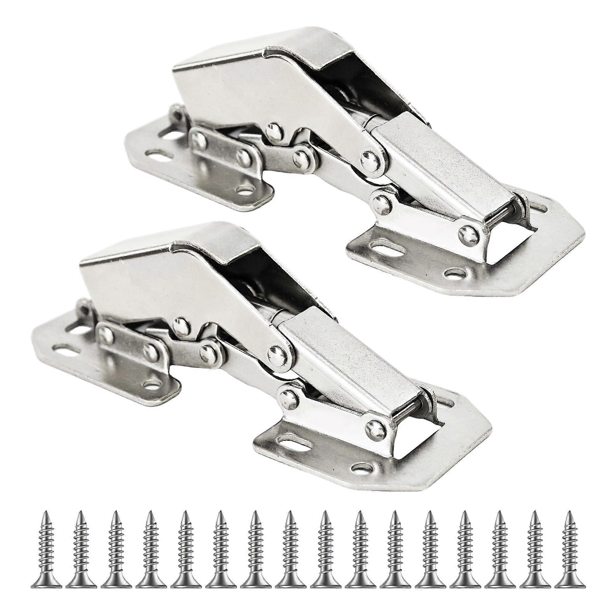 2Pcs Soft Close Cabinet Hinges 90 Degree Brushed Nickel Frameless Surface Mount for Kitchen Cupboards