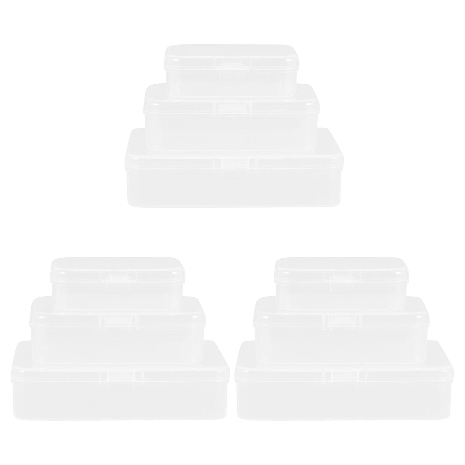 9pcs Rectangular Transparent Storage Boxes Packaging Boxes Storage Containers