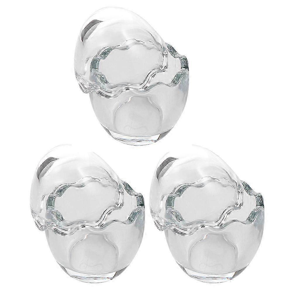 Glass Pudding Cups with Eggshell Shape for Home Use Transparent Food Safe Material 3 Pieces