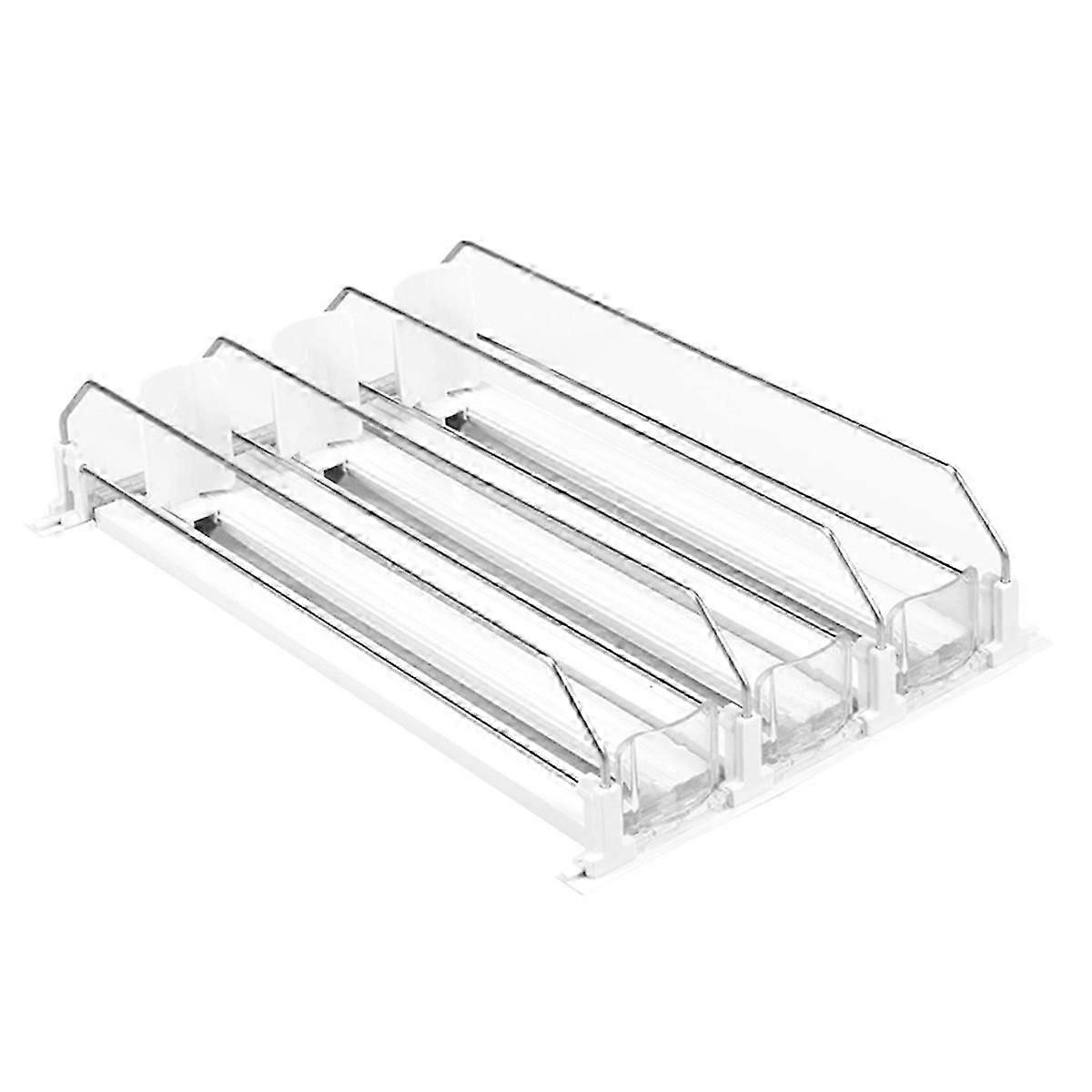 Canned Beverage Push Rack Drink Organizer Dispenser Spring Push Adjustable Width Storage Shelf E-Shaped 410mm 4 Rows B