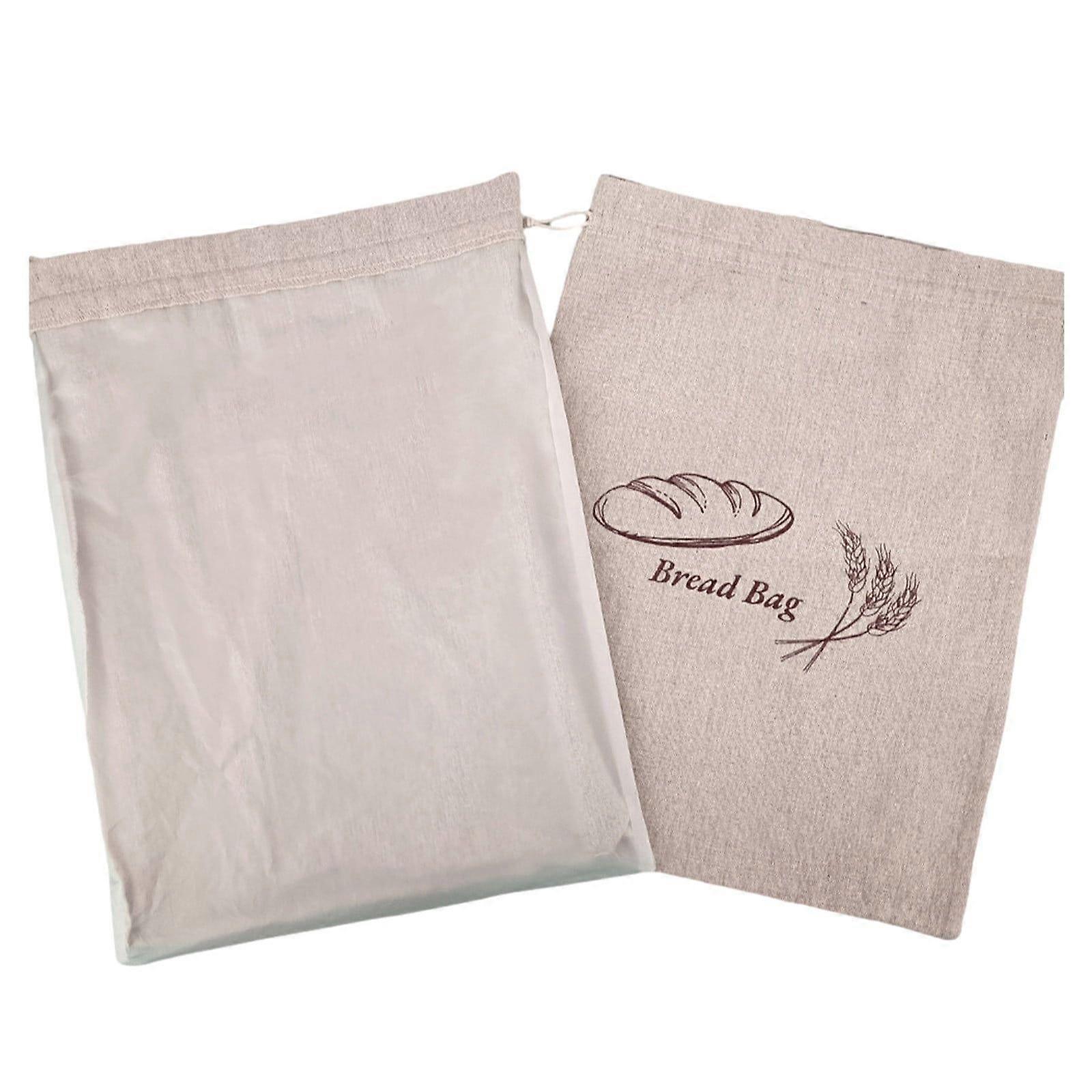 2 Pack Bread Bags For Homemade Bread - Plastic Lined - Reusable Linen Bread Bag