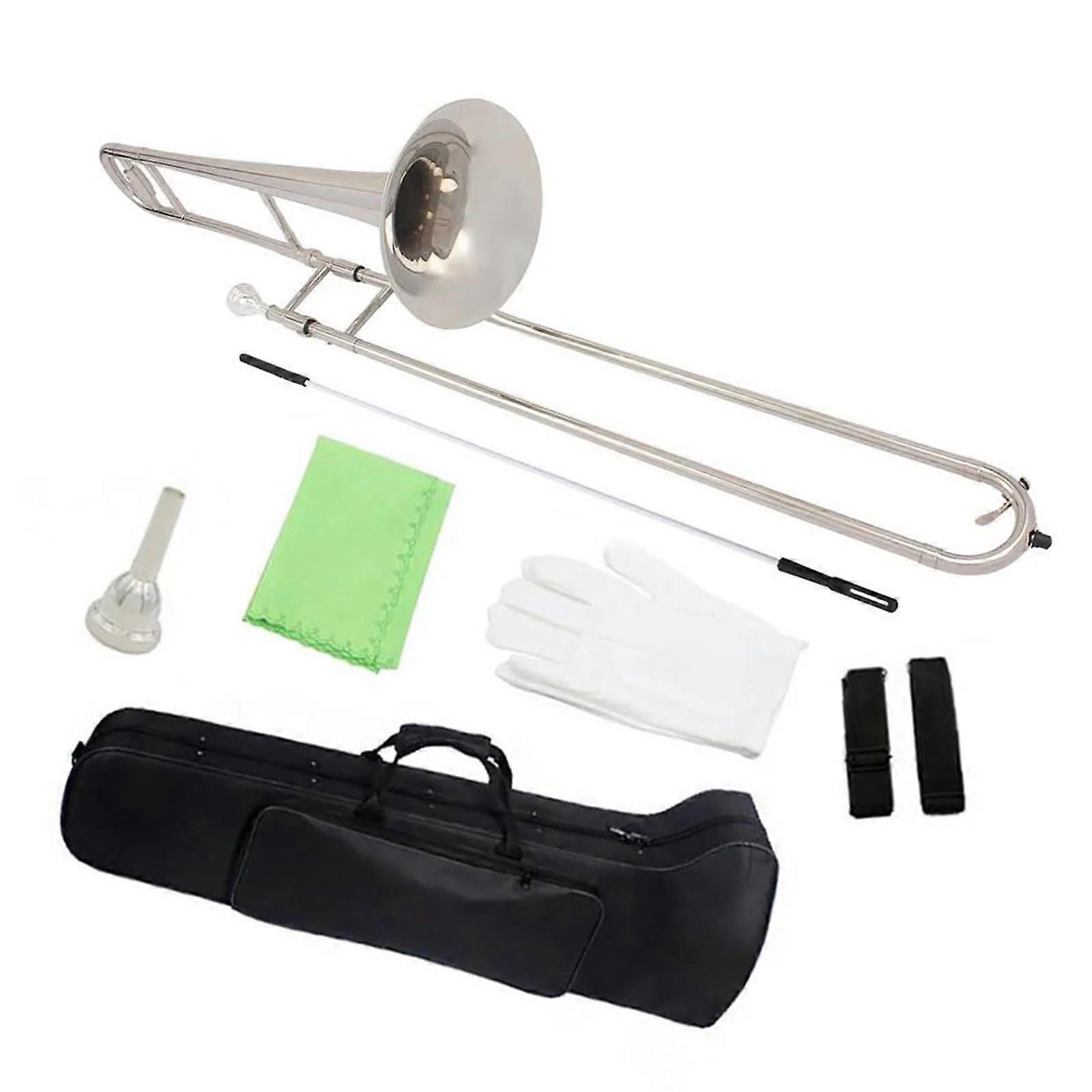 Bb Alto Trombone Silver Plated with Accessories for Beginners and Students, Easy Playability