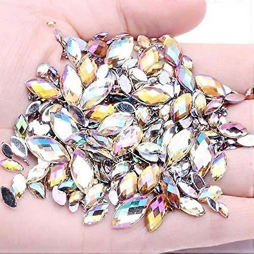 Marquise Flatback Rhinestones Light Topaz AB 3x6mm 200pcs MultiAngle Reflection for Nails and Crafts