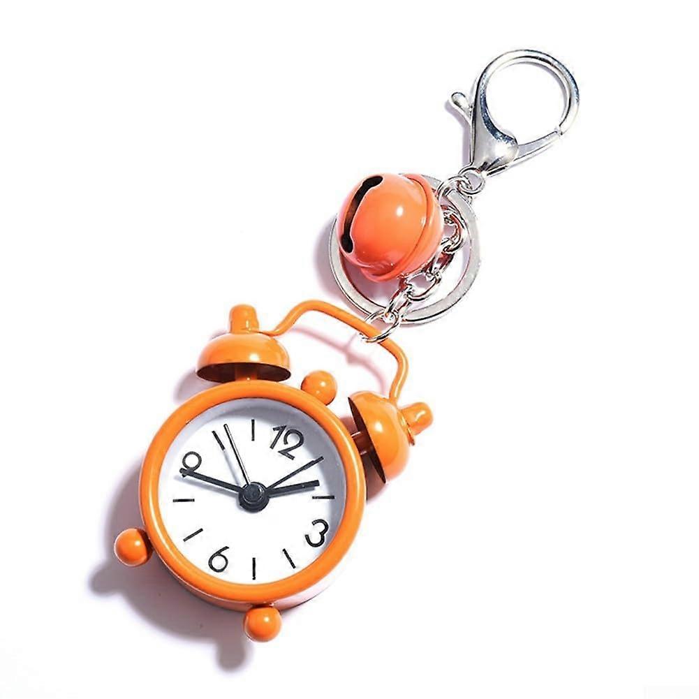 Mini Alarm Clock Keychain with Creative Pattern, Durable Alloy for Backpack or Bag Pendant Orange