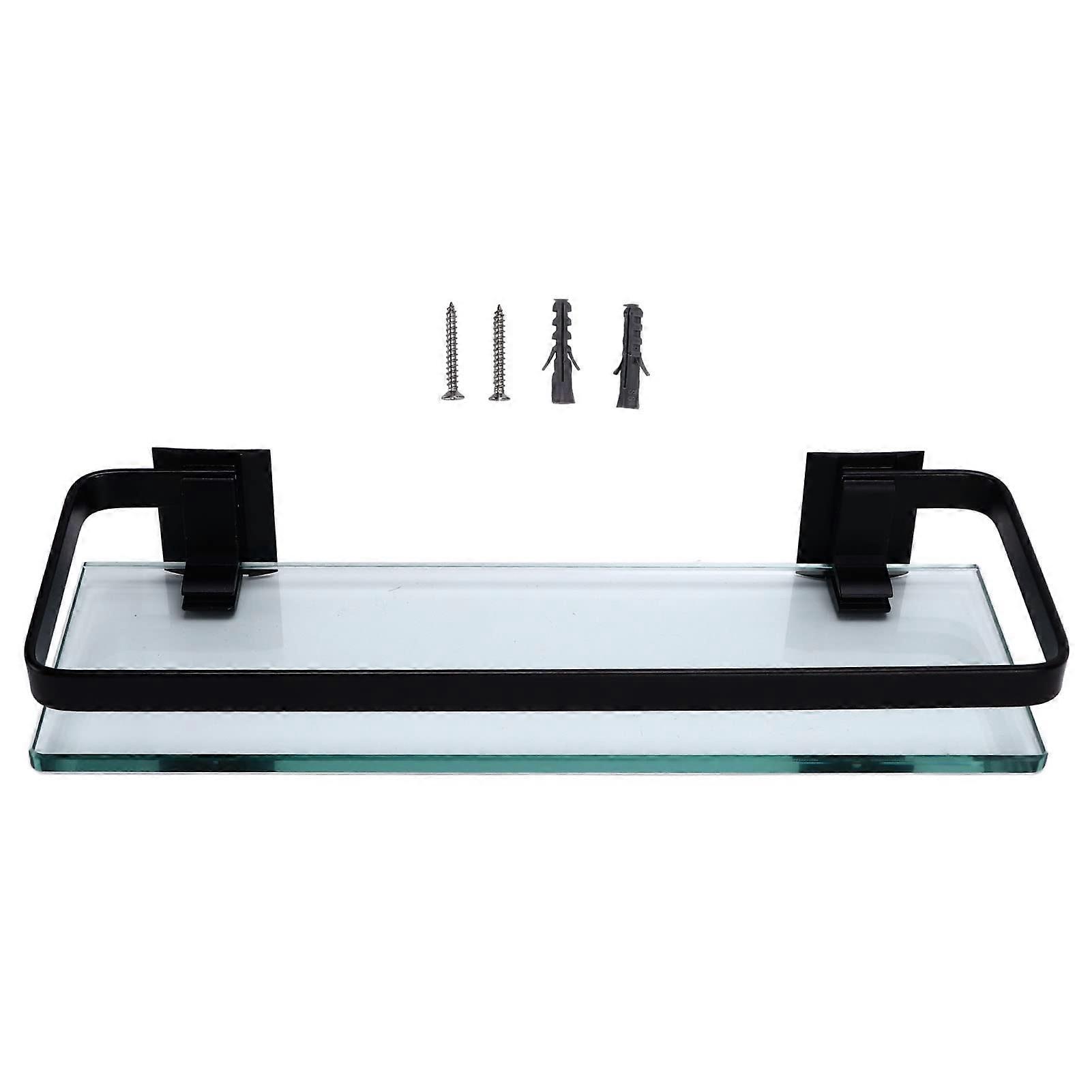 Black Single Layer Bathroom Shelf, Wall Mounted Storage Rack with Large Surface and  Load Capacity