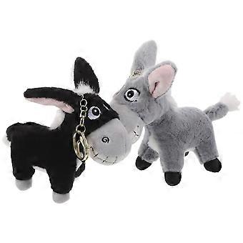 Funny Mini Cartoon Animal Donkey Keychain Gift For Cute Plush Bag Accessories Featuring Secured Hanging Clasp 2Pcs