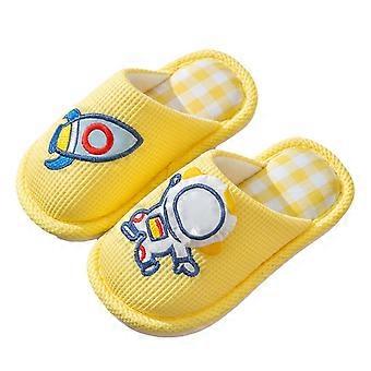Pantofole per bambini e bambine, comode, carine, con stampa a quadri astronauta, non calde, traspiranti, per il tempo libero, gialle, 5,5-6 anni