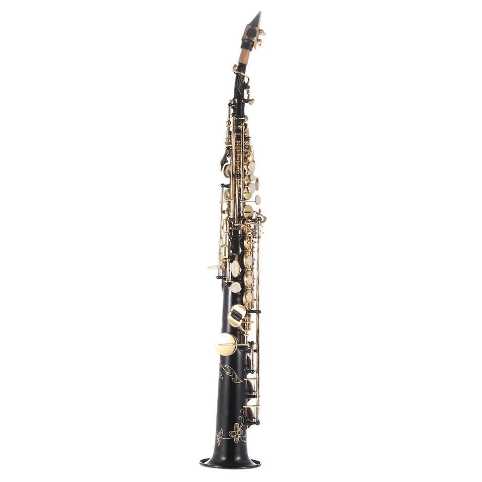 Beginner Alto Saxophone Bb B Flat Black with Case, Natural Shell Keys, Carved Pattern, Complete Set