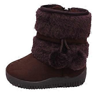 Chaussures pour enfants en liquidation - Bottes de neige pour petites filles - Chaussures d'extérieur antidérapantes - Bottines couleur café