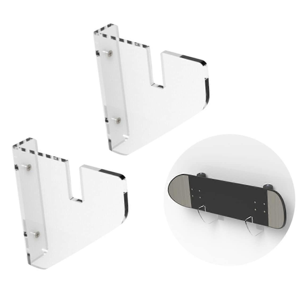 Skateboard Wall Mount Clear Acrylic Display Rack with Floating Effect for Deck Showcase 2pcs