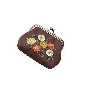 1 Set Handmade Embroidery Starter Kit Kiss Clasp Lock Coin Purse Clutch Bag DIY Embroidery Tools Kit with Wool Needle Accessories Kit for Women Girls 