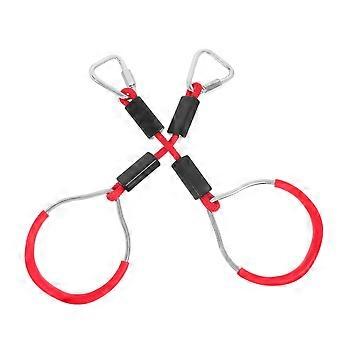 2pcs Swing Gymnastic Rings Outdoor Backyard Play Sets Climbing Ring Obstacle Ring Swing Toys Set for Kids (Red)