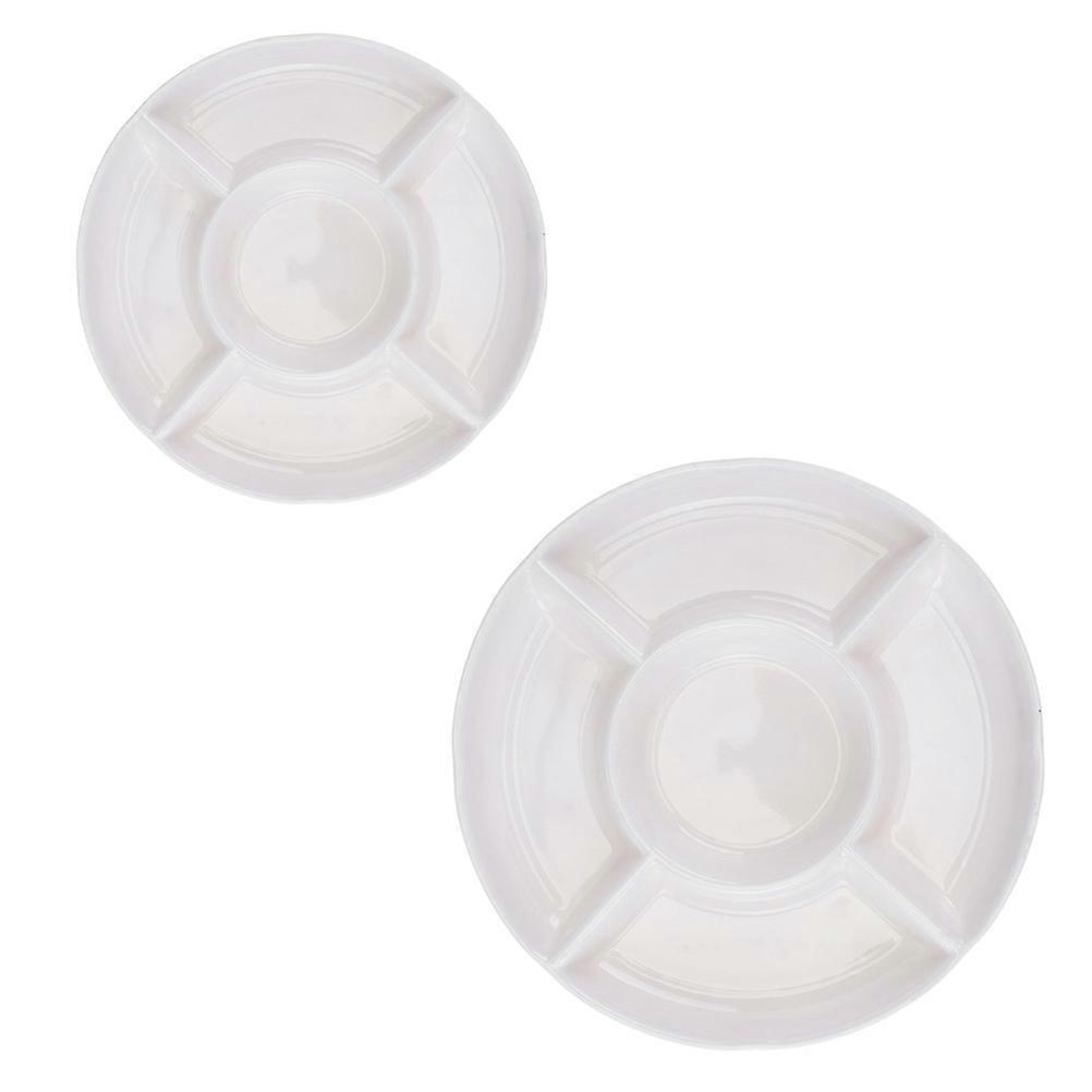 Fruit Tray Five-Compartment Multi-Functional Food Serving Plate 2Pcs Pack