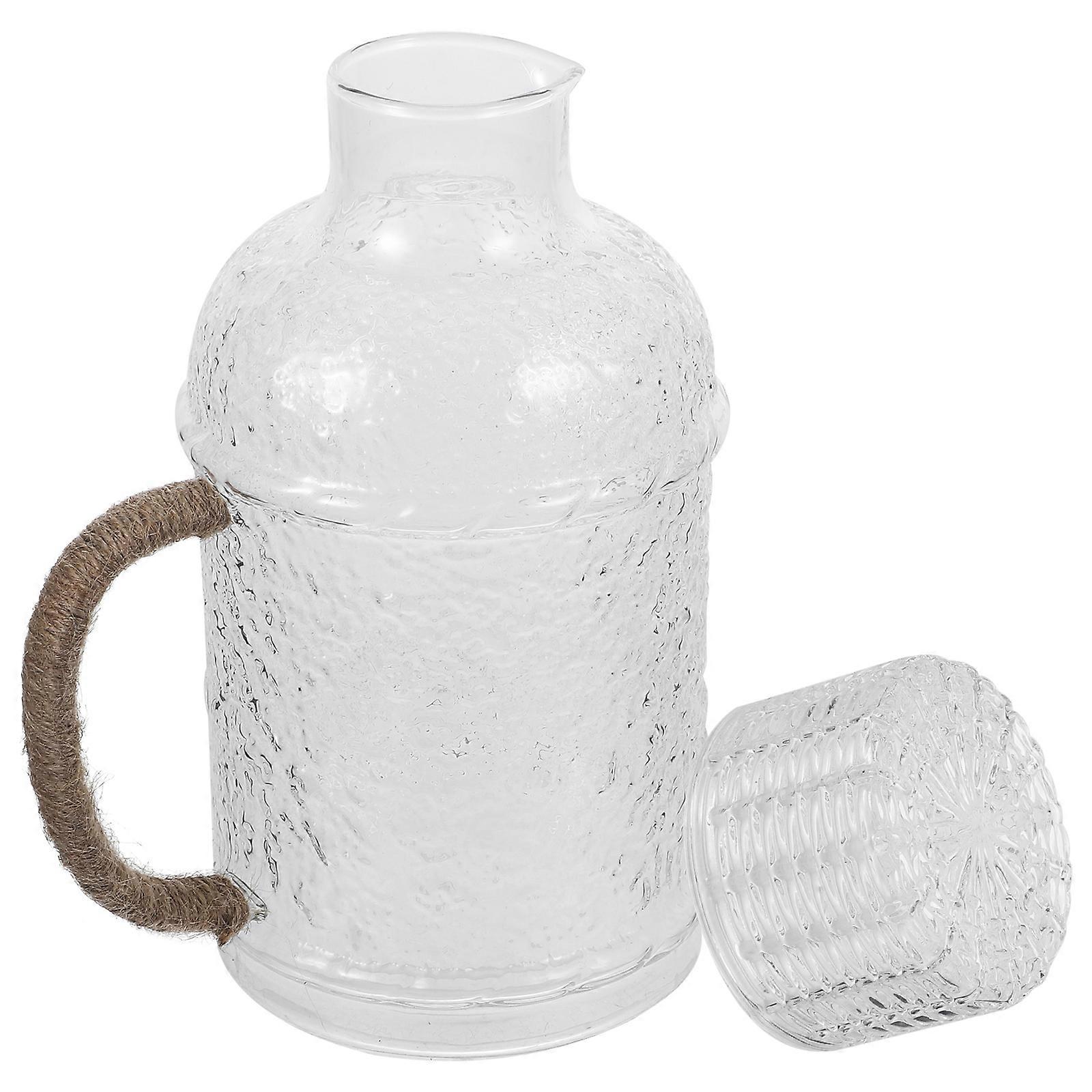 Transparent Glass Pitcher with Lid for Beverage Serving Kettle
