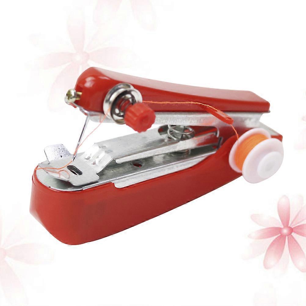Portable Sewing Machine Manual Function Red Handheld Mini for Needlework