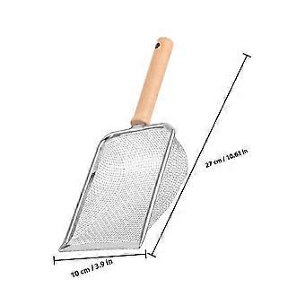 Wooden Handle Cat Litter Scoop Stainless Steel for Reptile Litter Box Cleaning