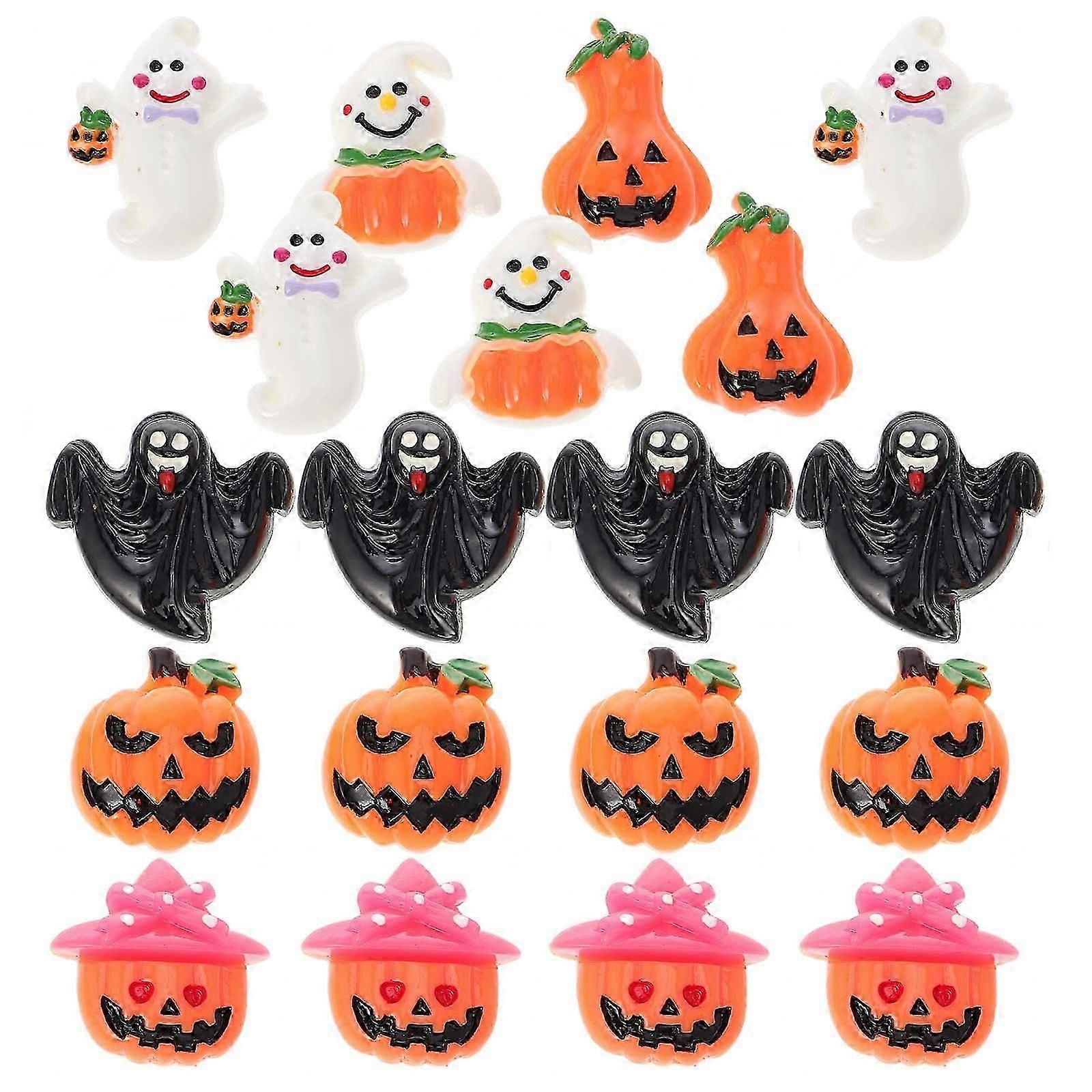 Halloween Beads Tree Resin Flatback Patch for Decoration 24Pcs Mixed Patterns