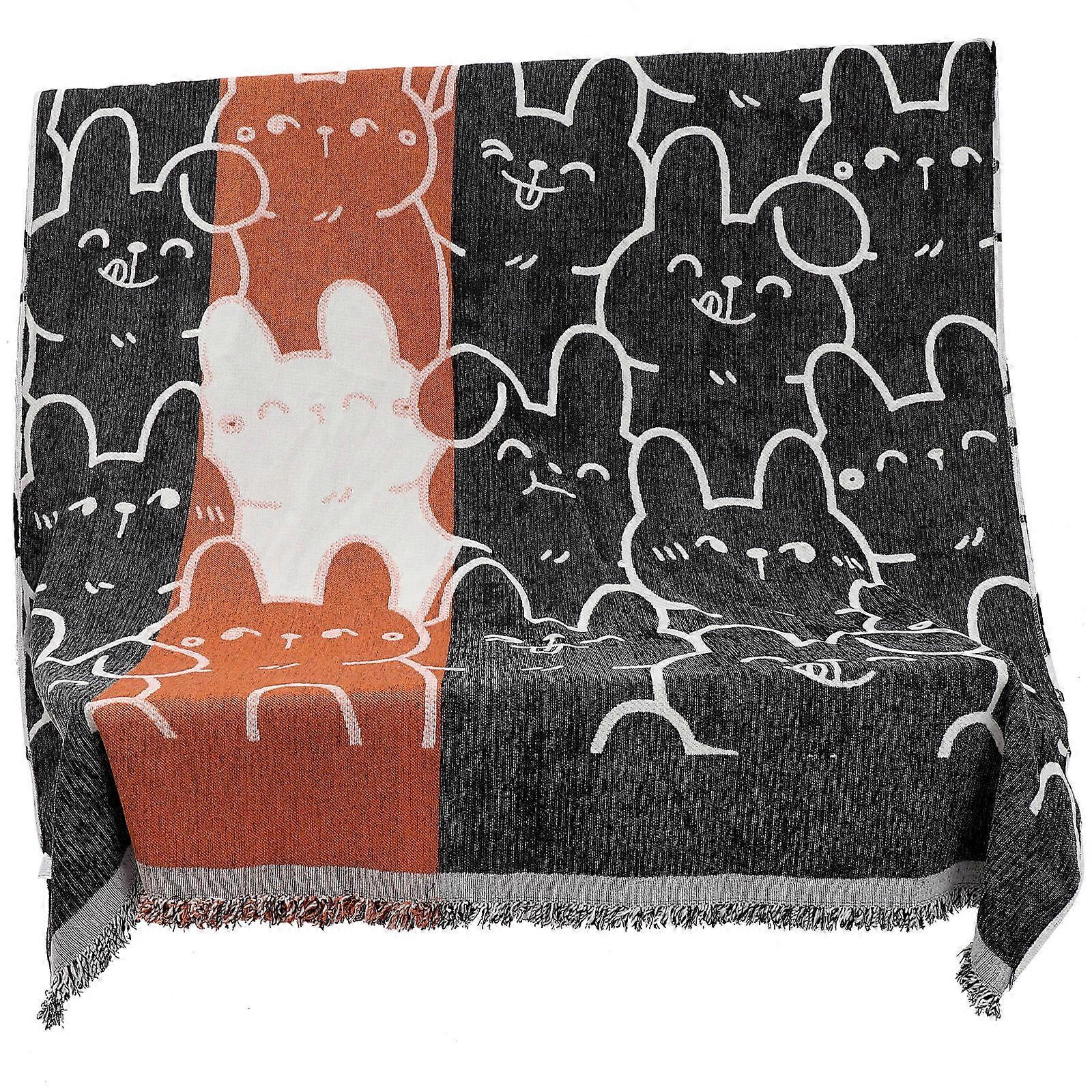 Orange Sofa Throw Cover for Home Decor with Rabbit Pattern