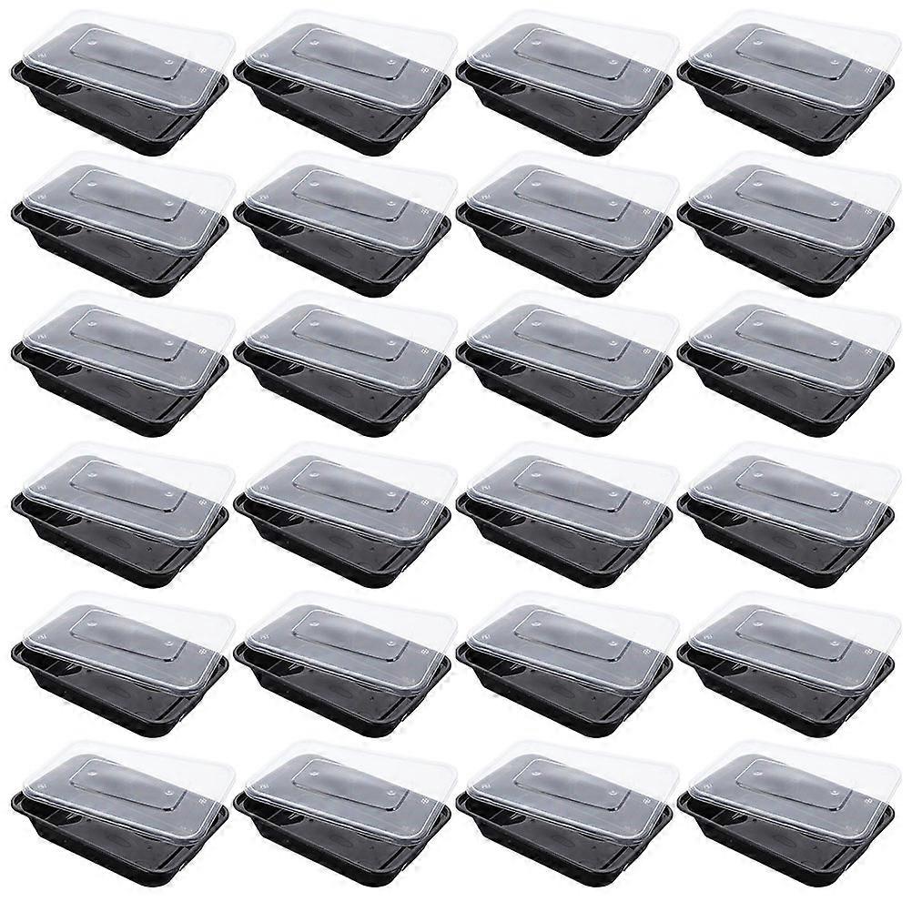 Black Rectangular Food Boxes Cooked Rice Boxes for Storage 50Pcs