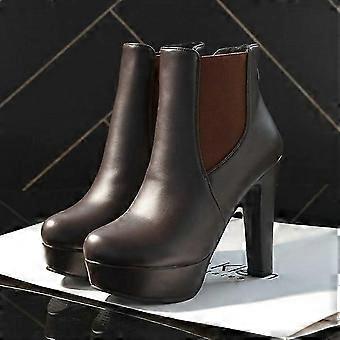 Stivaletti da donna alla moda con plateau, stivaletti sexy con tacco alto per donna, scarpe con tacco nere e bianche, taglie grandi 48 KHMYV