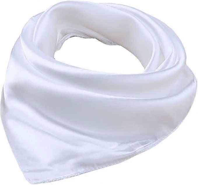 Women's Solid Stain Charmeuse Neckerchief Square Scarf-coffee