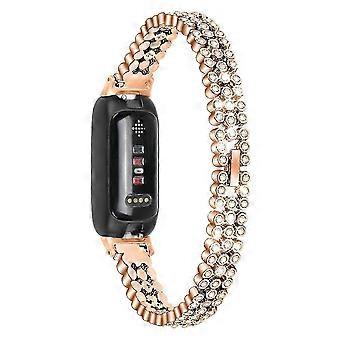 För Fitbit Inspire 3 Rhinestone Decor Alloy Wrist Strap Replacement Smartwatch Band