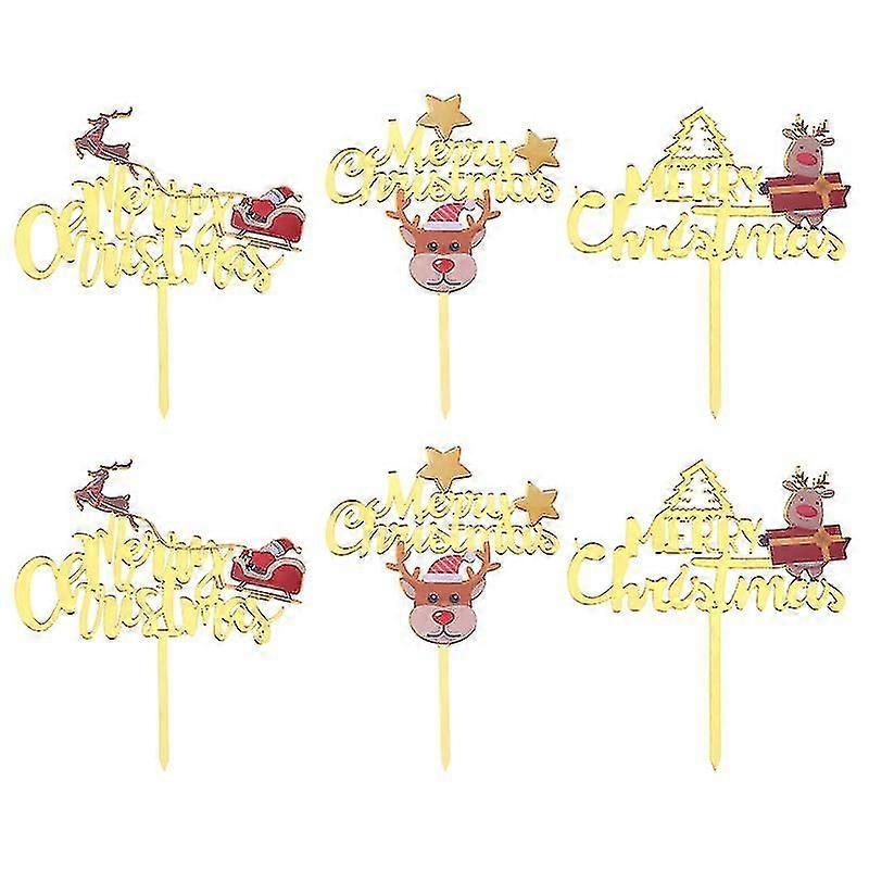 6pcs cake decorations , Xmas Cake Topper