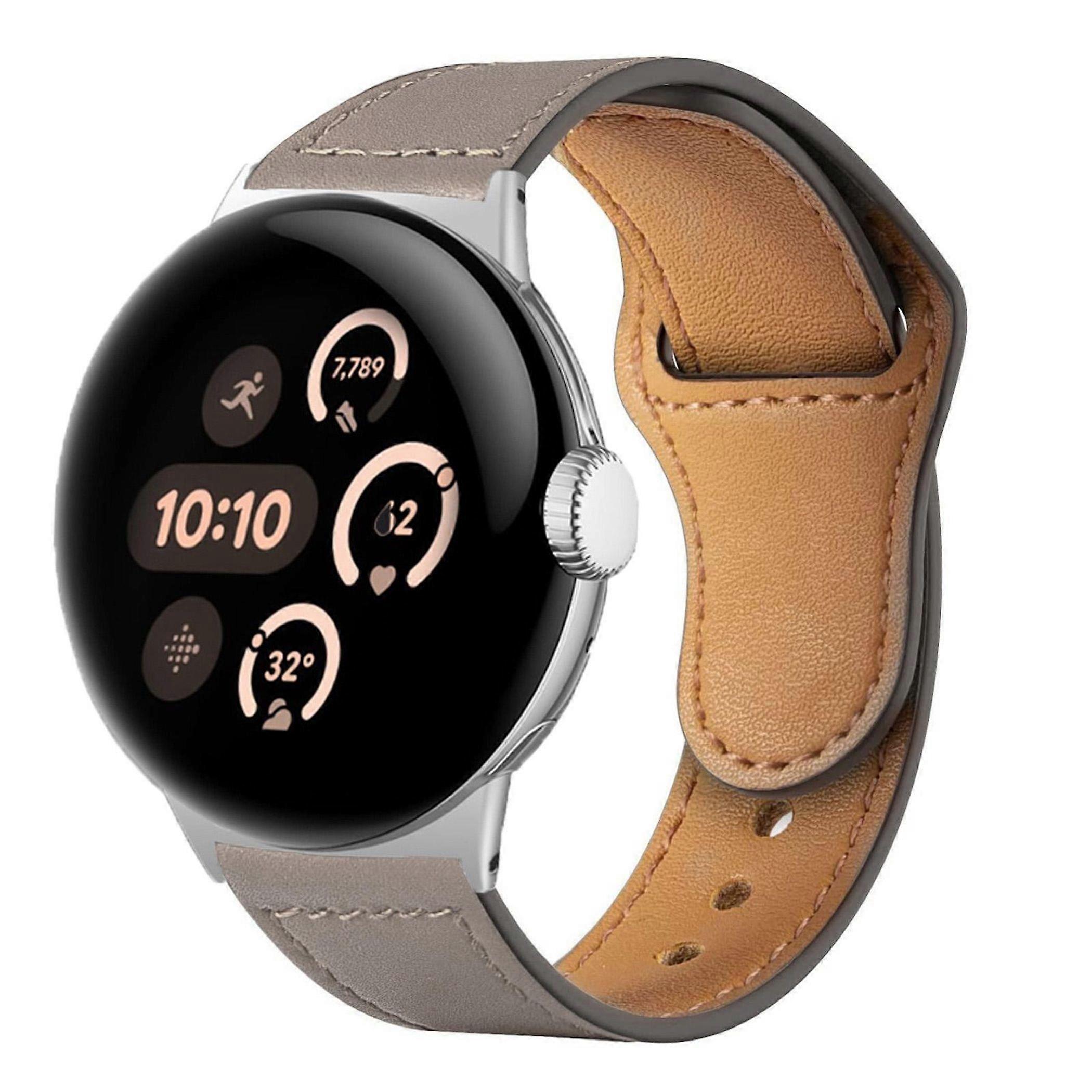 Leather Strap for Google Pixel Watch 4 / 3 45mm Replacement Premium Band Dark Grey