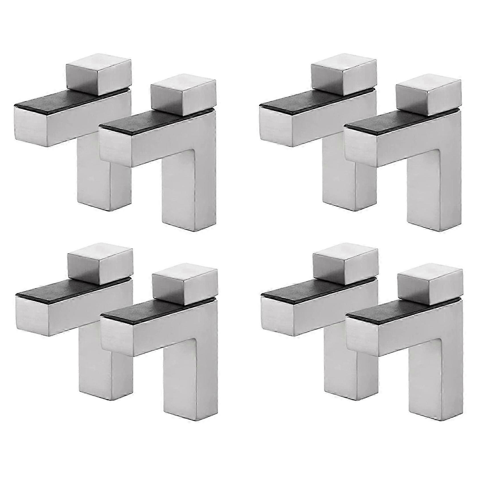 8Pcs Solid Metal Adjustable Wood/Glass Shelf Bracket Wall Mount, Brushed Silver