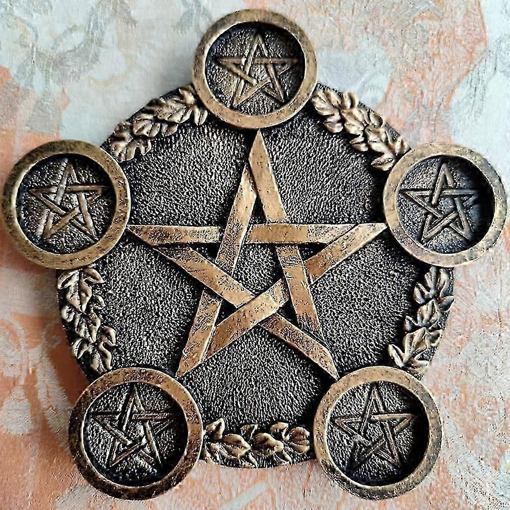 Pentagram Tealight, Astrology Resin Candlestick Table,Brass