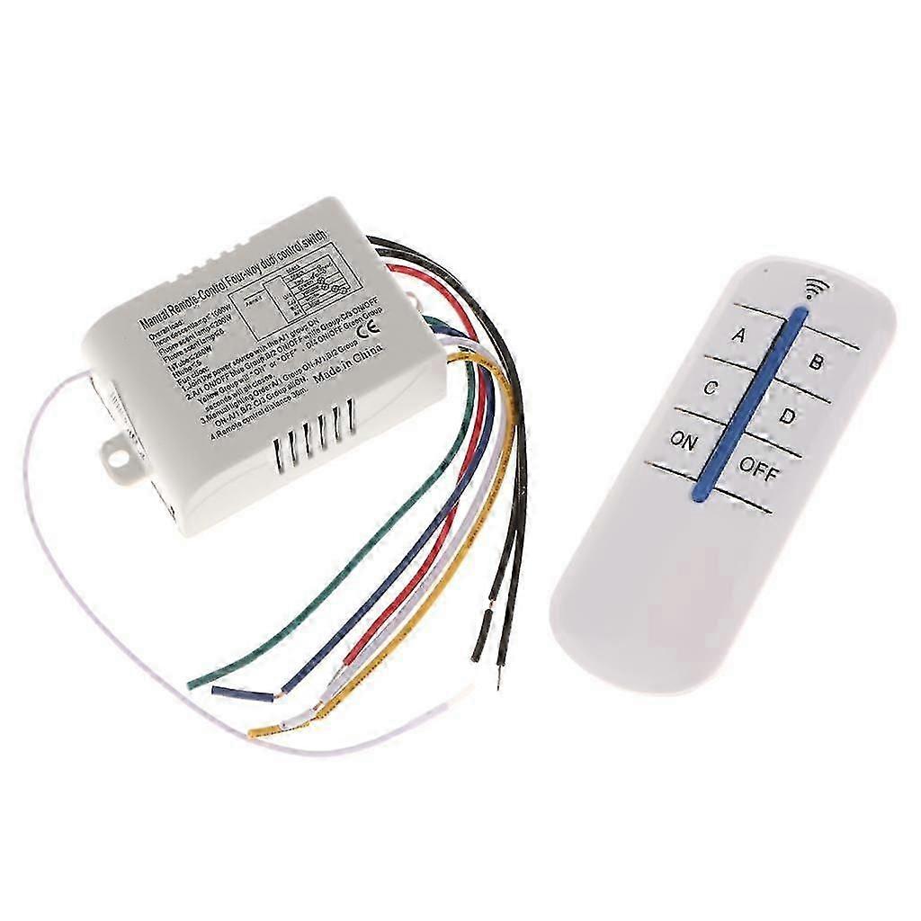 2x220V Wireless Lamp Light Controller 4 Way RF Remote Switch Receiver Module