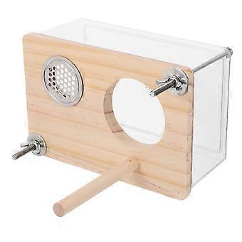 Wooden Bird Cage Nest Box for Breeding Parakeets with Transparent Walls