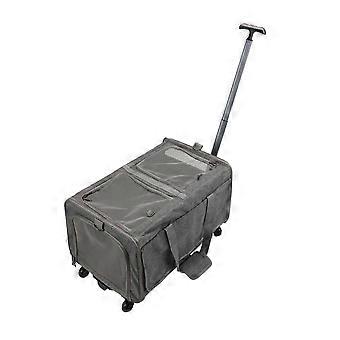 Transporttasche für Haustiere, Roulette, zwei Fächer, tragbar, atmungsaktiv, aus Oxford-Gewebe, große Kapazität, für Reisen, grau c