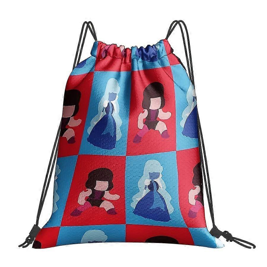 1pc 2D Printed Cartoon Character Pattern Drawstring Gym Bag - Red Blue Contrast Drawstring Backpack, Practical Polyester-Cqazw