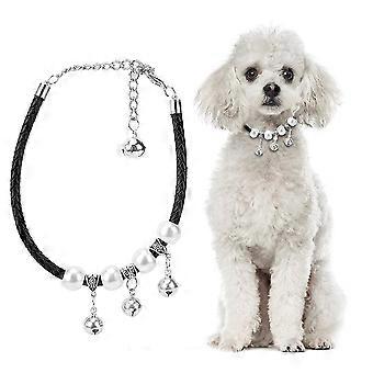 Quality Pet Adjustable Cute Necklace Collars with Bell for Most of Dog Cat Supplyblack M