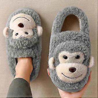 Frauen Männer Schuhe Mädchen Pelz Anti Rutsch Warme Hausschuhe Modisch Schöne Affe Passende Baumwolle Hausschuhe Herbst Winter Plüsch Hausschuhe