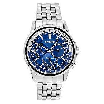 Citizen Calendrier Weltzeit Edelstahl Blaues Zifferblatt Eco-Drive BU2021-51L 100M Herrenuhr