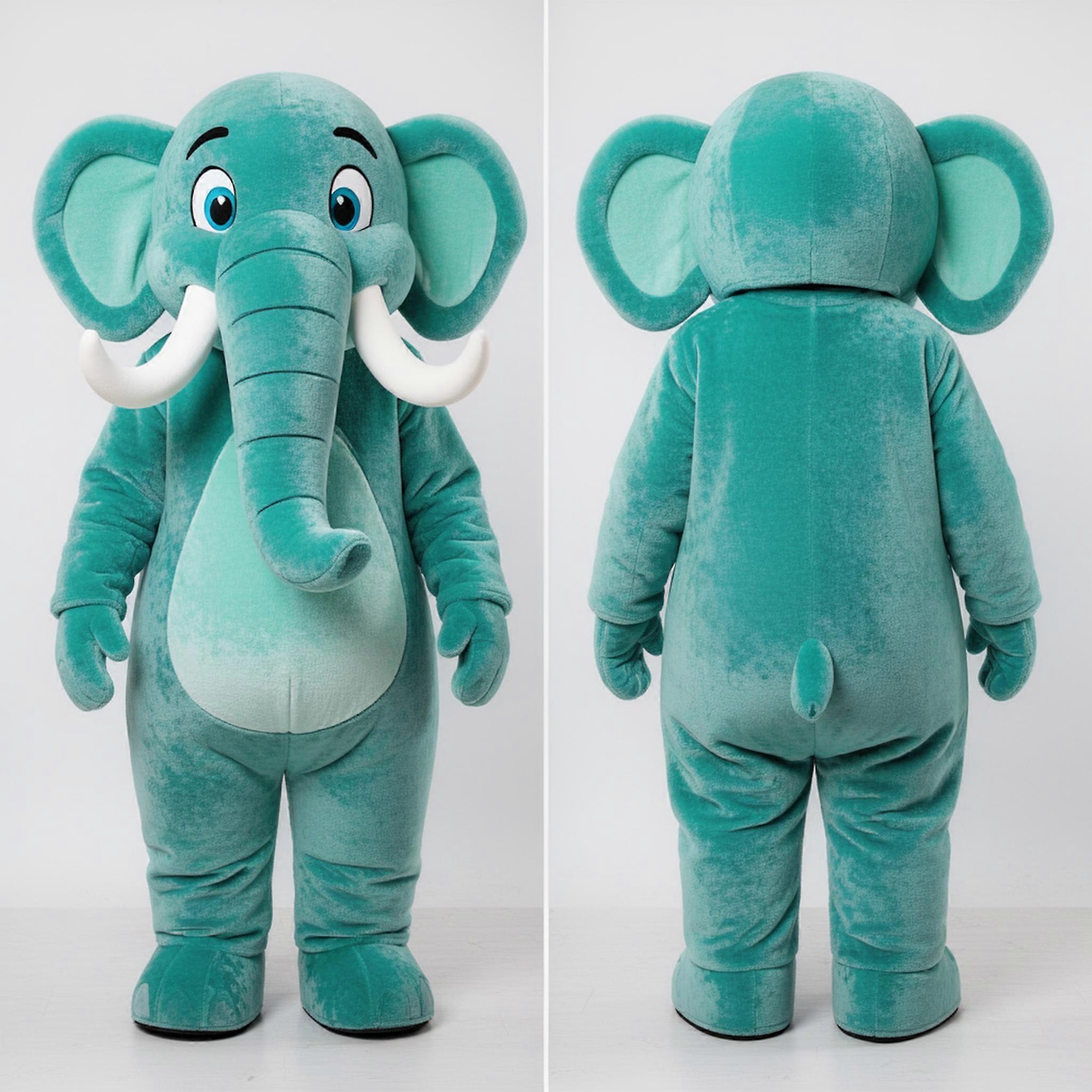 MASTICOT Teal Fluffy Mammoth Mascot