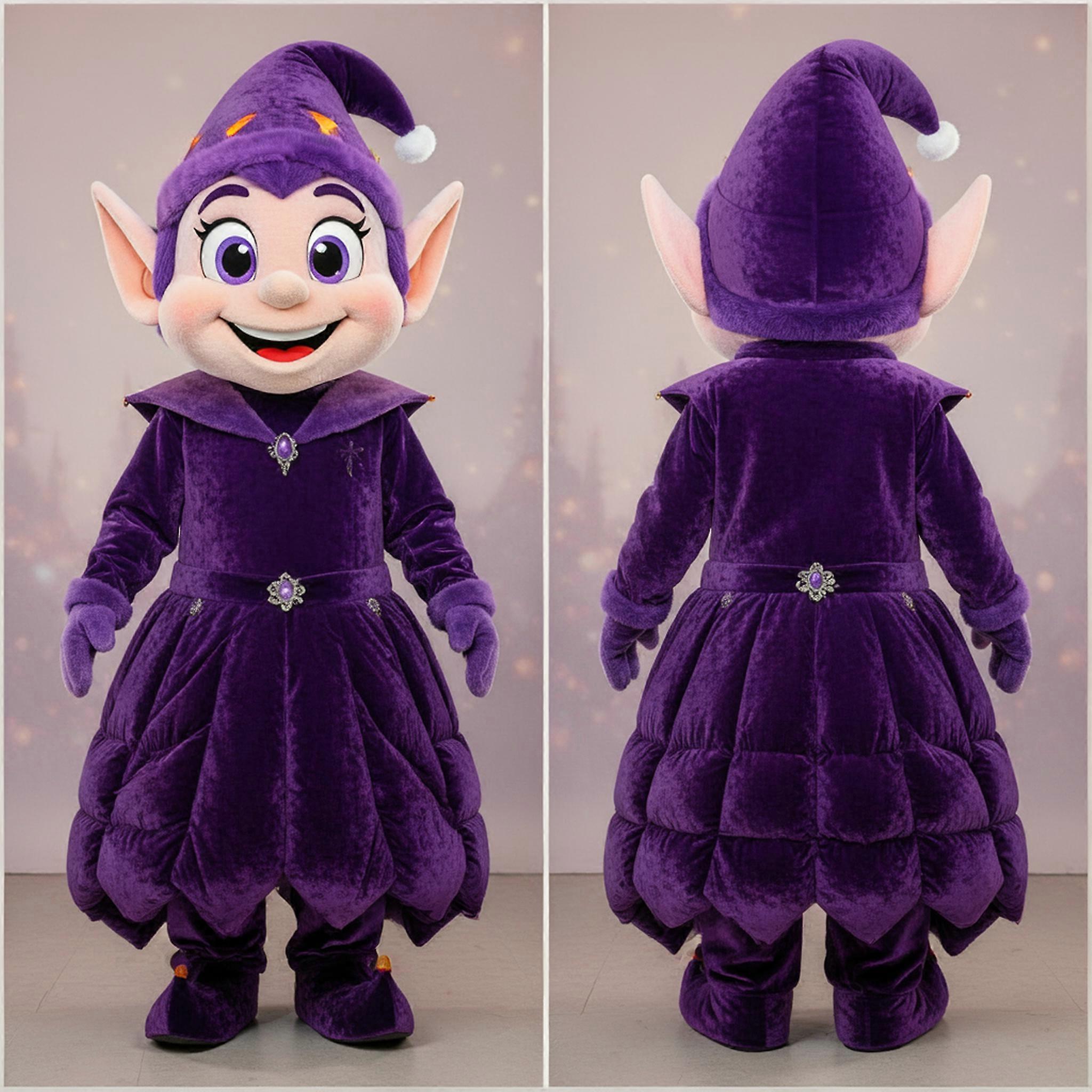 MASTICOT Purple Velvety Elf Mascot