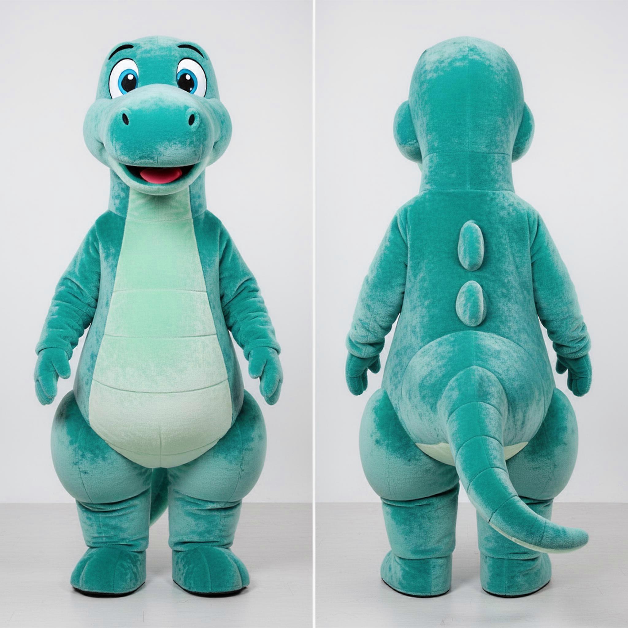 MASTICOT Teal Cartoon Diplodocus Mascot