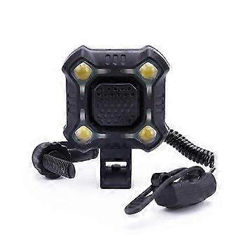 Campanello per bicicletta 2 in 1 da 140 dB, luce per bicicletta a 4 luci, clacson per bicicletta, allarme a 5 suoni, allarme a 5 suoni (nero) 26-27