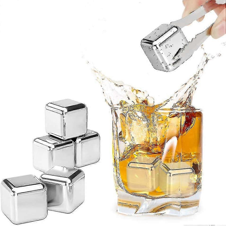 4pcs Stainless Steel Ice Cube Reusable compatible with Whiskey
