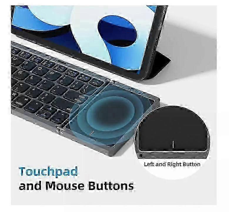 Foldable Bluetooth Keyboard with Touchpad - Compatible with iOS, Android, Windows for Portable Use