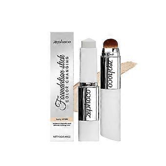 Base em bastão corretiva de 13g, cor branco marfim, que muda de cor, hidratante, para uso diário, com acabamento matte natural e cobertura translúcida. CJT