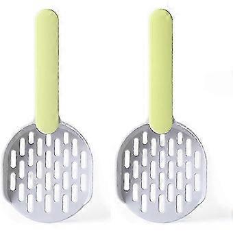 Pet Cat Litter Scoop Filter Cat Litter Cat Poop Cleaning Tool High Quality ABS Plastic Cat Litter Scoop is Durable and Easy to Clean, 2 Pack (Green)