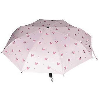 Heart Pattern UV Protection Sun Umbrella compatible with Women Pink 100x68cm 1Pc