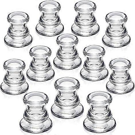 Thick Glass Rustic Candlestick Holders