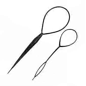 Hair Braiding Tool Set with Loop, 2Pcs, 2 Sizes, Compatible with Topsy Tail for Fast Ponytail Styling