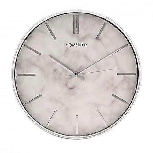Hometime Slim Line Marble Pattern Wall Clock 31cm - Silver