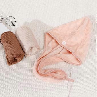 Hair Drying Towel Cap Quick Dry Microfiber Hair Turban with Secure Button Soft Coral Fleece